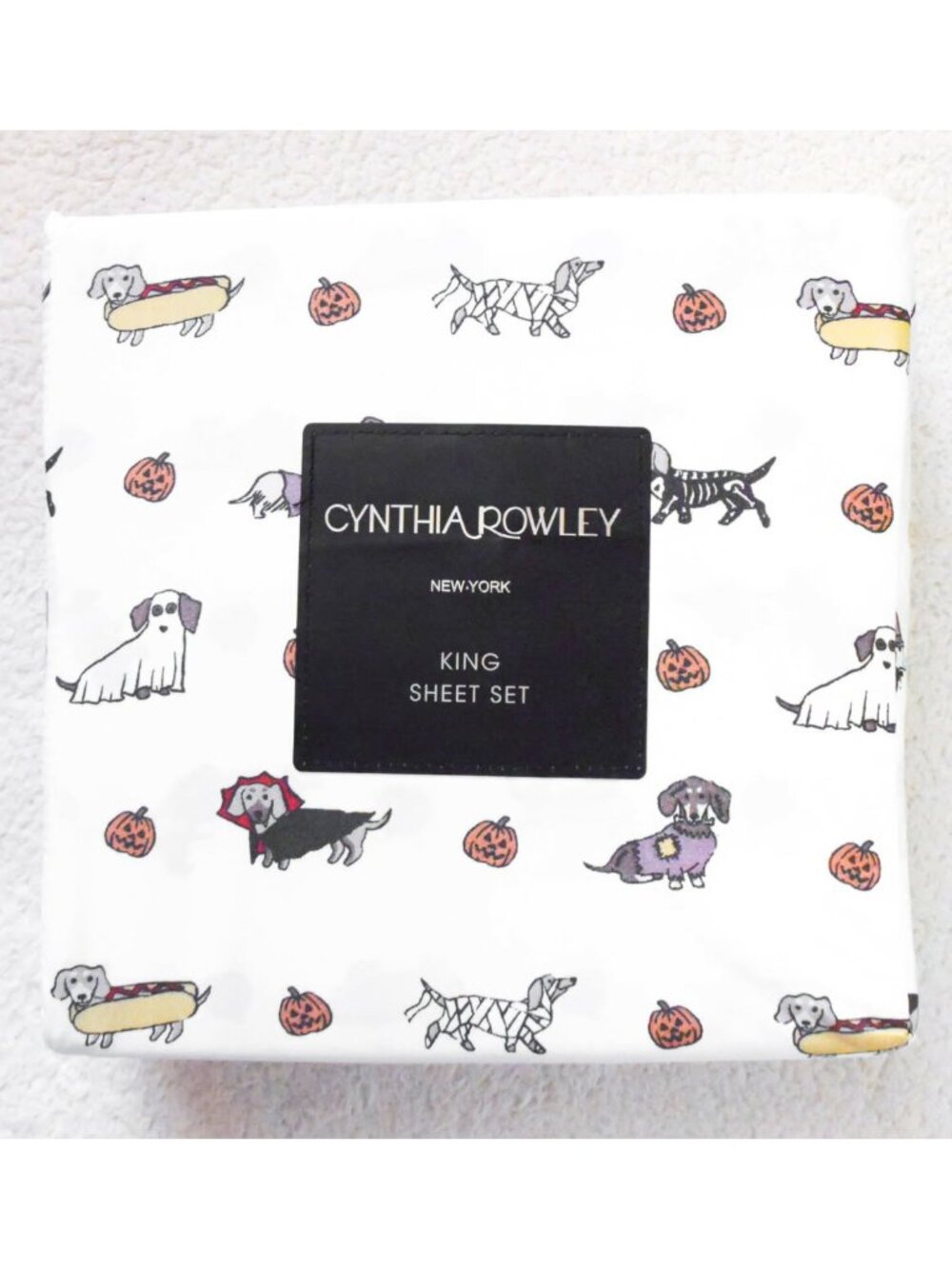 *Cynthia Rowley* Dachshund Doxin Halloween Costume Sheets Set - KING - NEW!